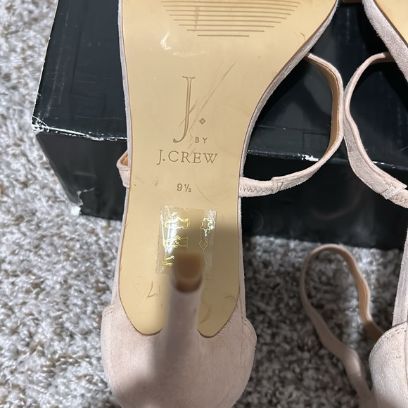 J Crew Three-Strap Scallop Suede Heels - Picture 6 of 12